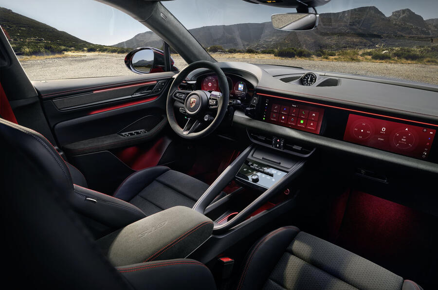 A modern car interior featuring a sleek dashboard, comfortable car seats, and a well-designed steering wheel.